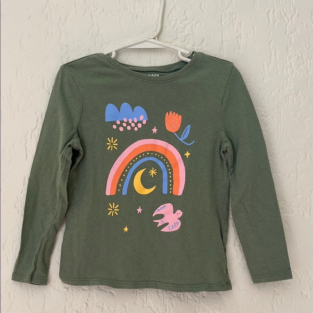 Old Navy Green Long Sleeve Graphic Tee